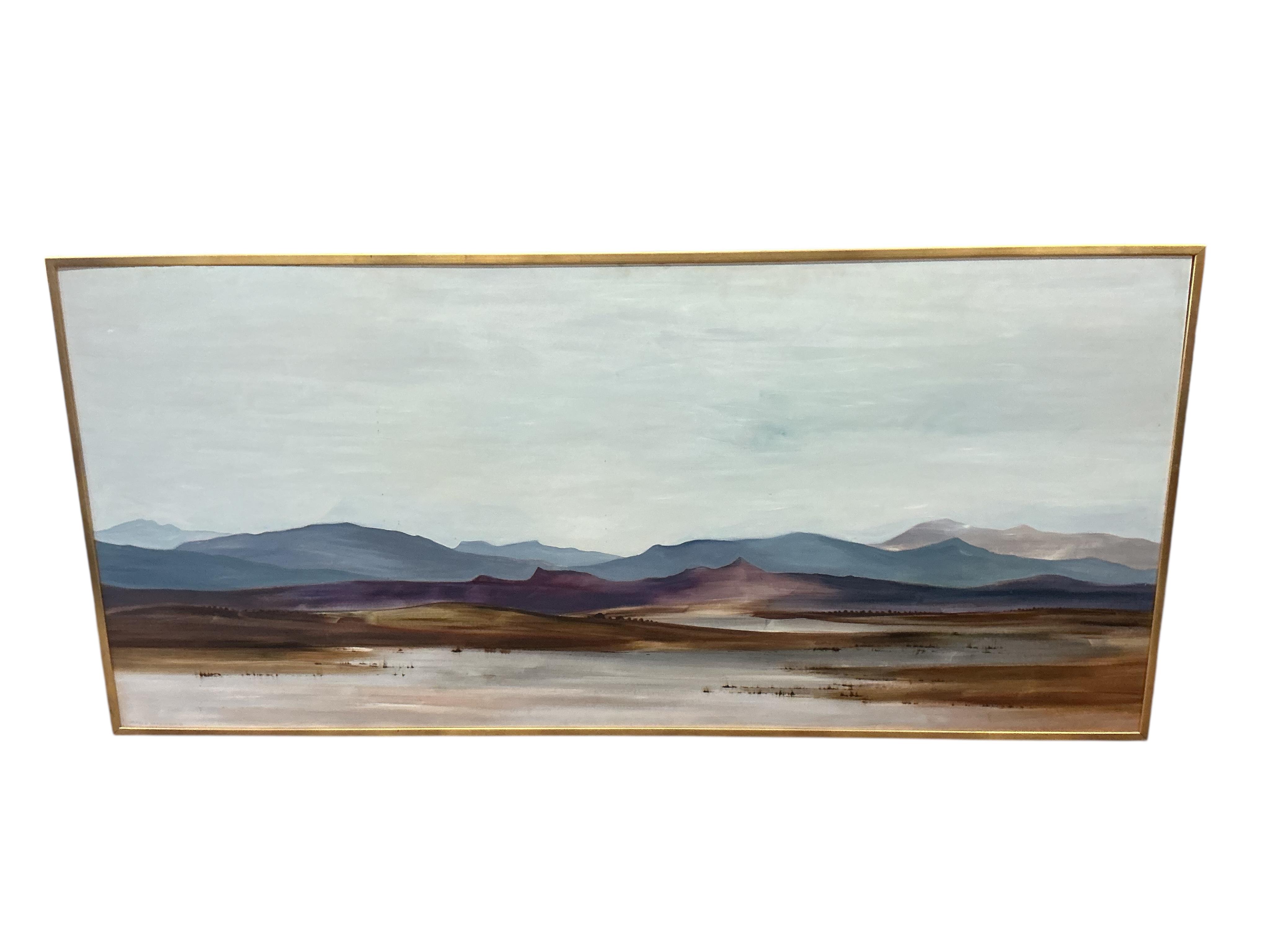 Gerald Parkinson (1926-), Northern Spain mountainous lakeside landscape, oil on board, signed, dated ‘66, 231cm x 107cm
